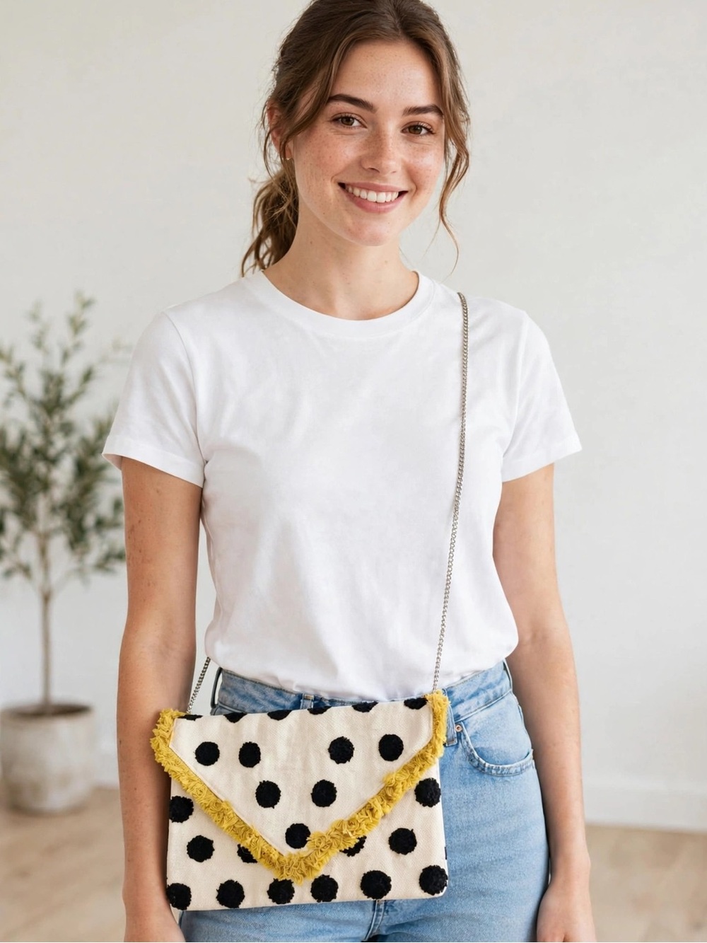 ICHI Polka Dot Envelope Clutch